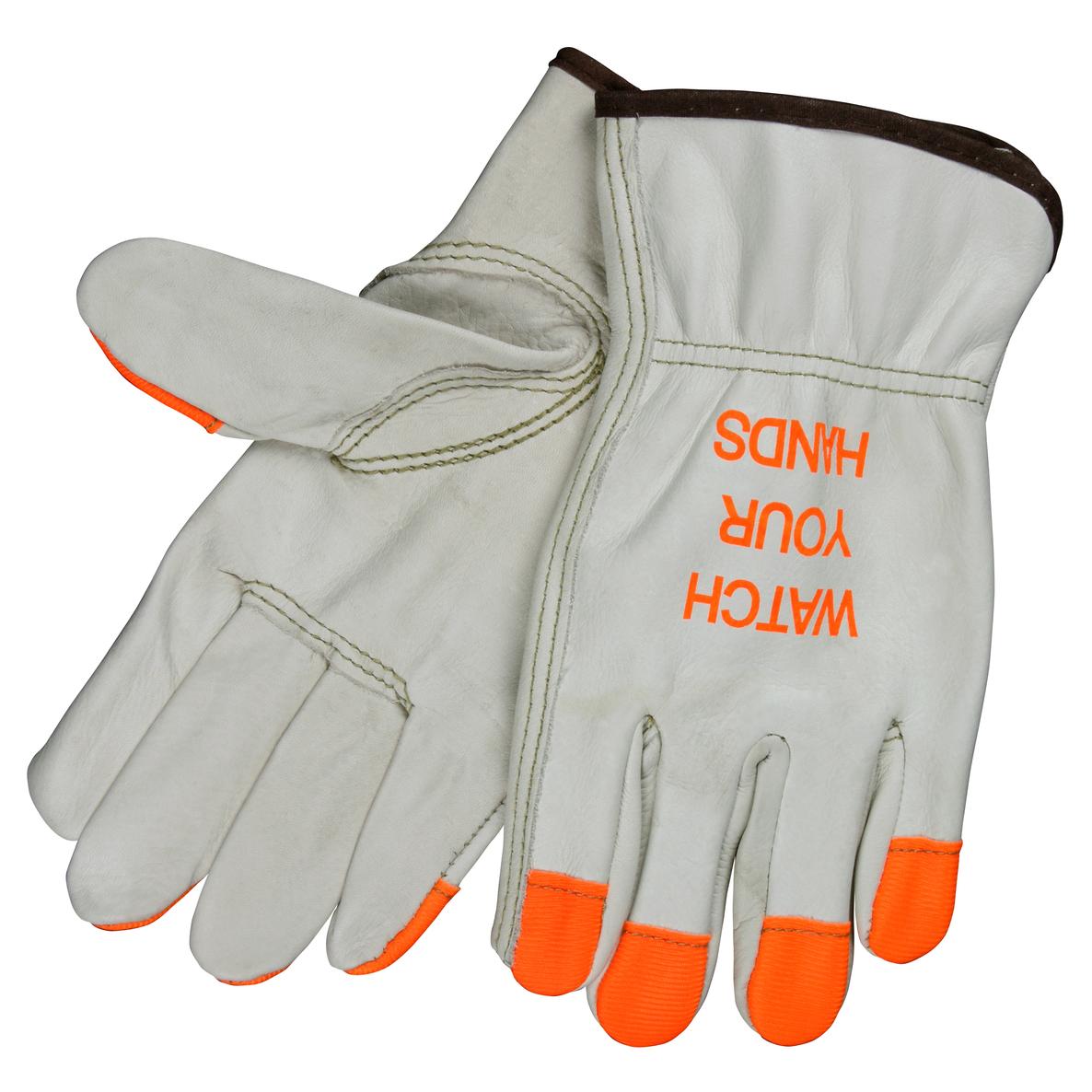 "Watch Your Hands" Leather Gloves - MCR Safety - Durable Design