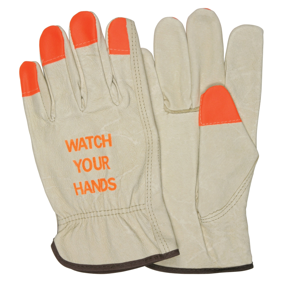 "Watch Your Hands" Leather Gloves - MCR Safety - Durable Pigskin
