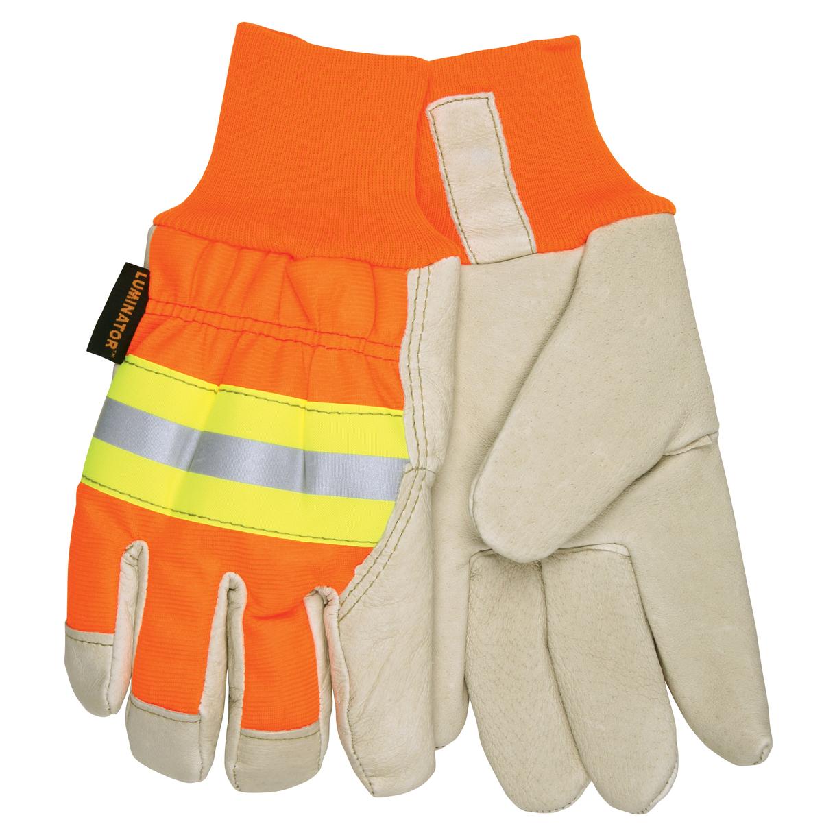 Reflective Stripe Leather Gloves - MCR Safety - Durable Leather