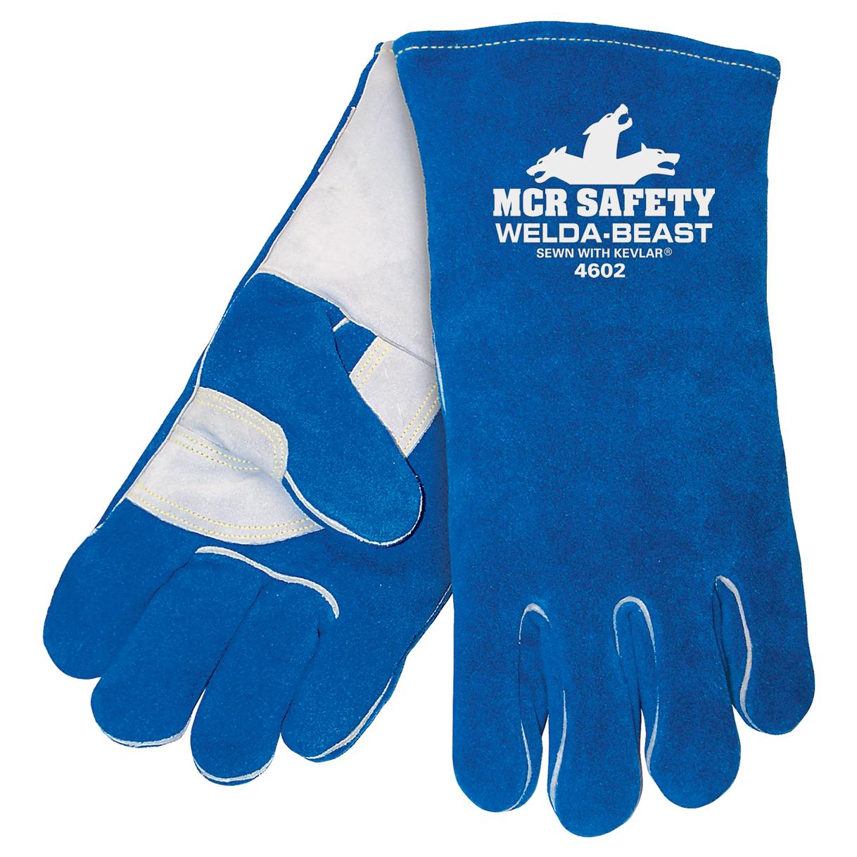 Blue Leather Gloves - MCR Safety - Durable Welding Gear