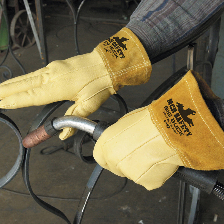 Yellow Leather Gloves - MCR Safety - Premium Deerskin