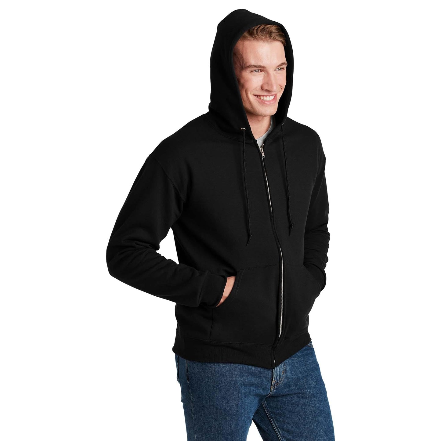 Black Hooded Sweatshirt - Jerzees - Cozy Fleece