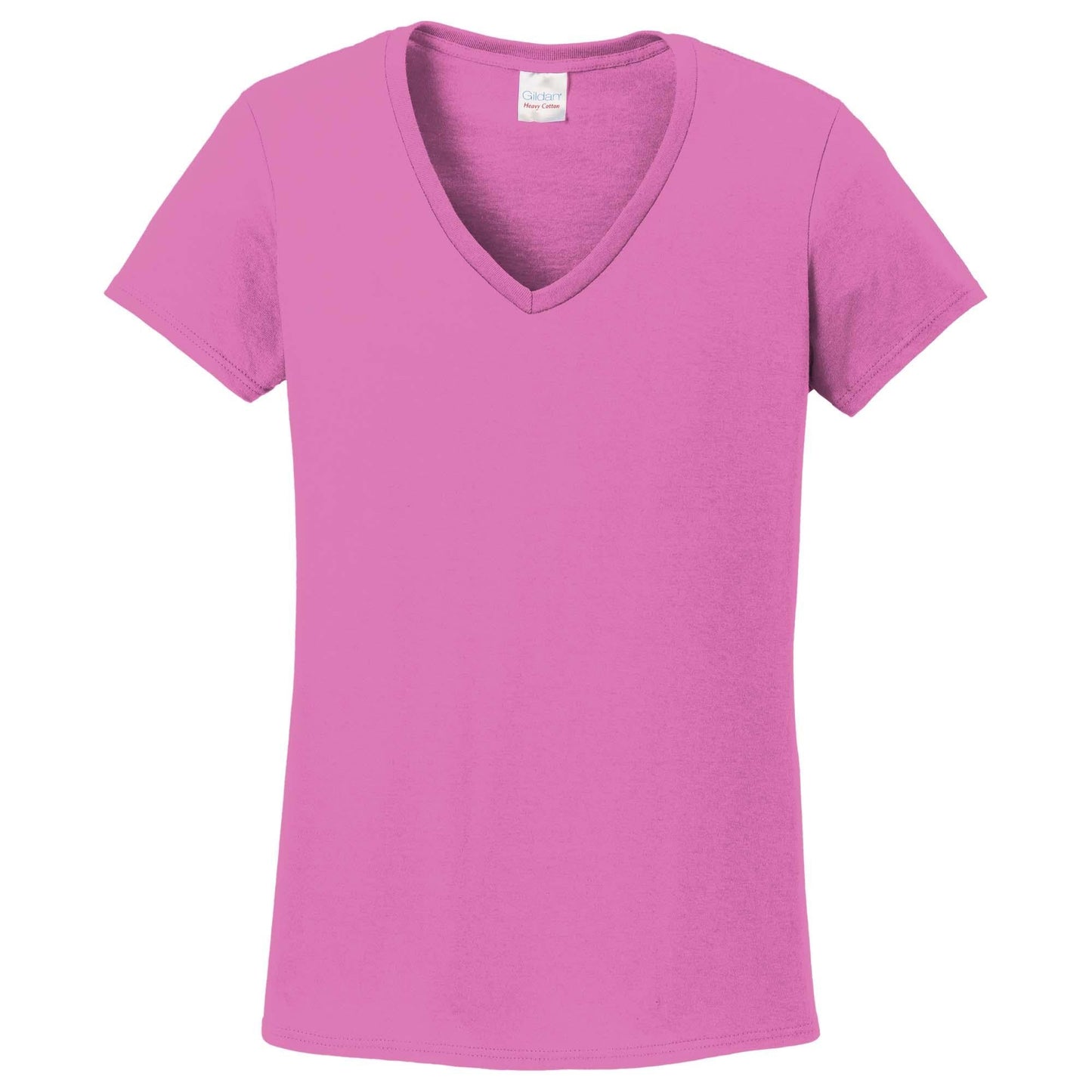 White T-Shirts - Gildan - Stylish Cotton V-Neck - Fashion Fit