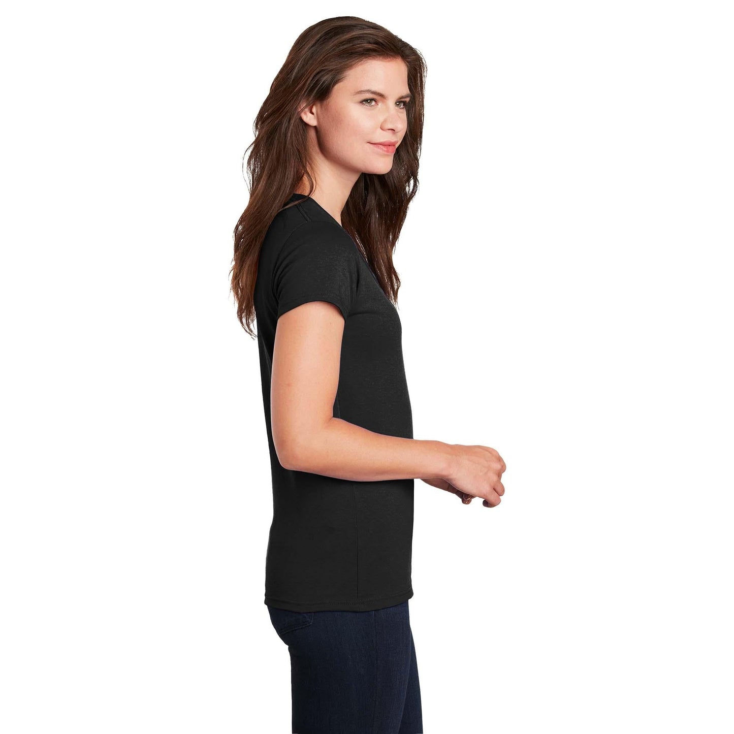 White T-Shirts - Gildan - Stylish Cotton V-Neck - Fashion Fit