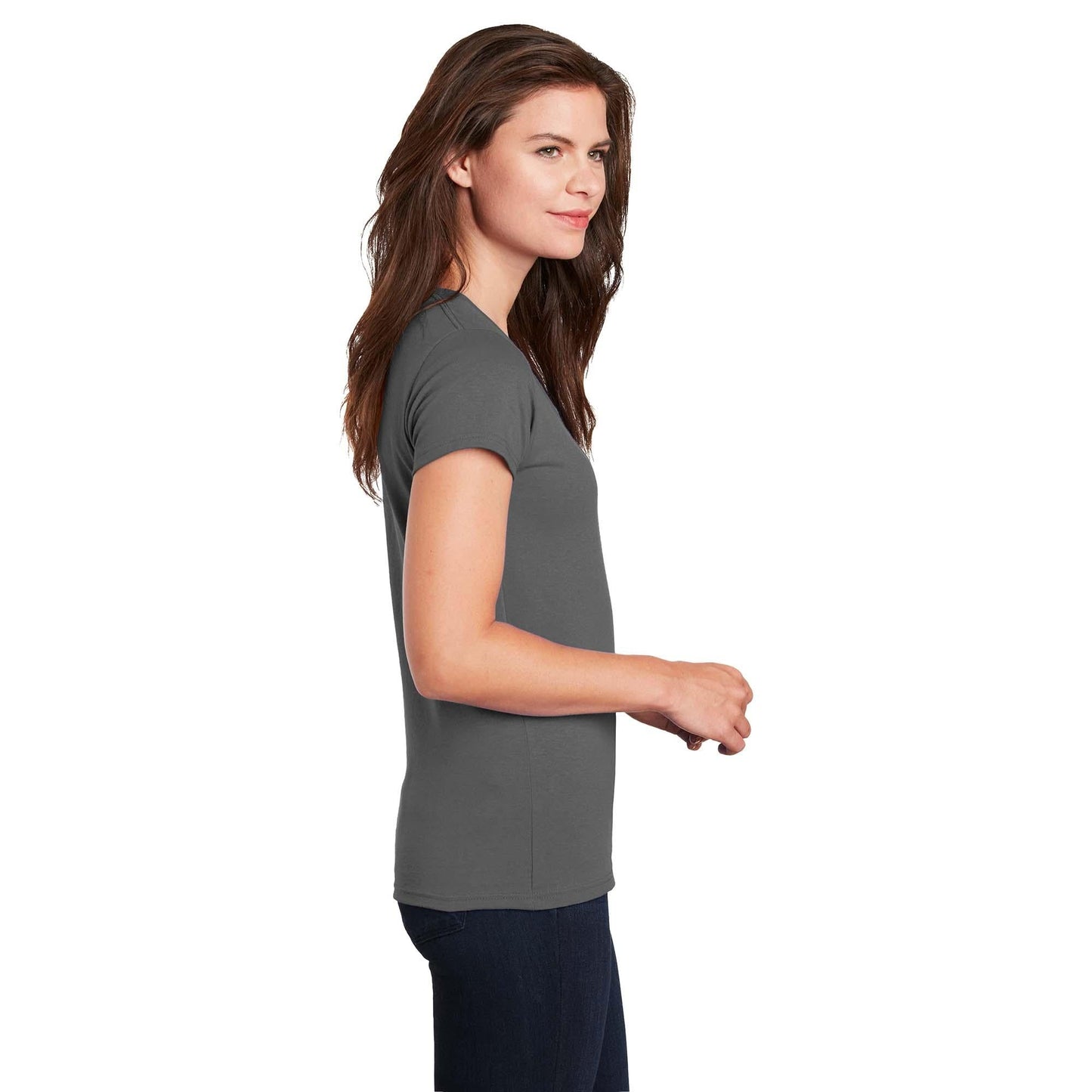 White T-Shirts - Gildan - Stylish Cotton V-Neck - Fashion Fit