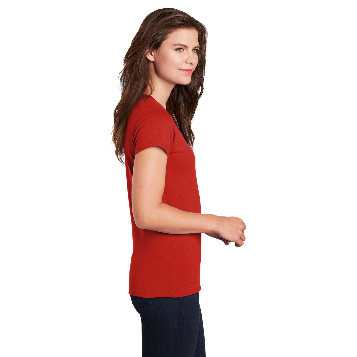 White T-Shirts - Gildan - Stylish Cotton V-Neck - Fashion Fit