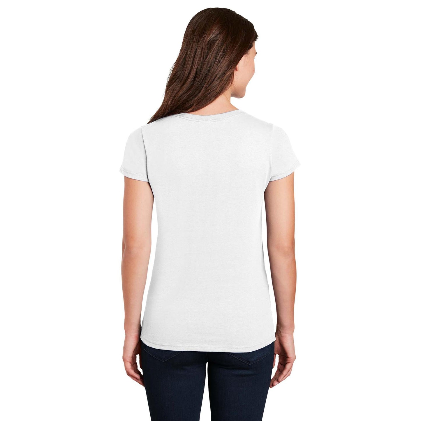 White T-Shirts - Gildan - Stylish Cotton V-Neck - Fashion Fit