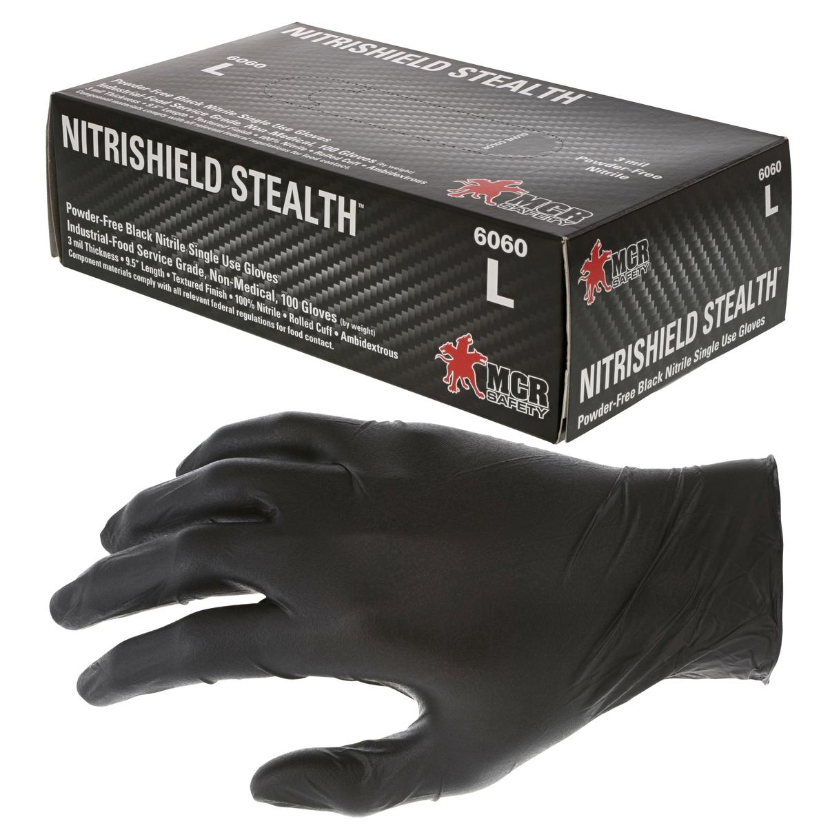 Black Disposable Gloves - MCR Safety - Nitrile Strength