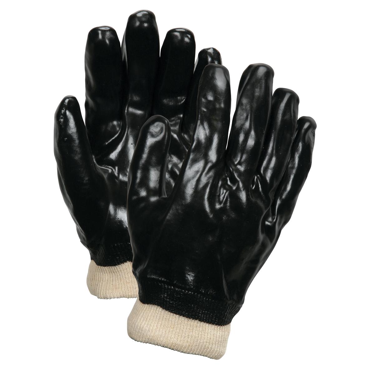 Black Rubber Gloves - MCR Safety - Durable PVC Coated