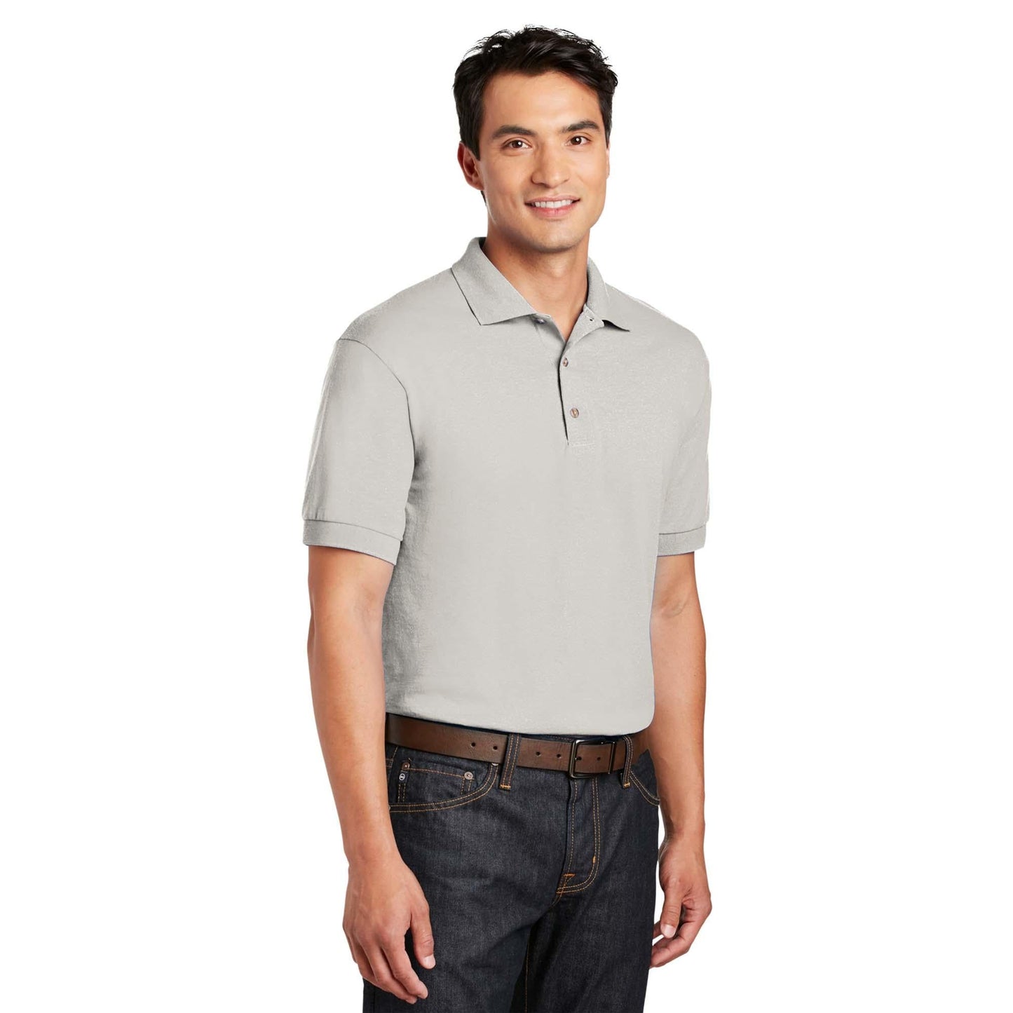 White Polo Shirt - Gildan - Soft Moisture-Wicking