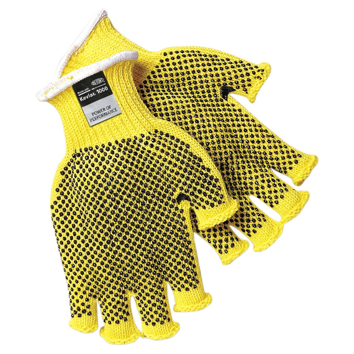 Yellow String Knit Gloves - MCR Safety - Fingerless Design