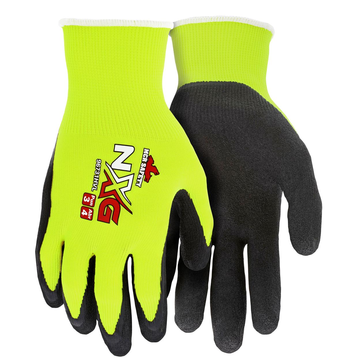 Hi-Viz Gloves - MCR Safety - Latex Coated Grip