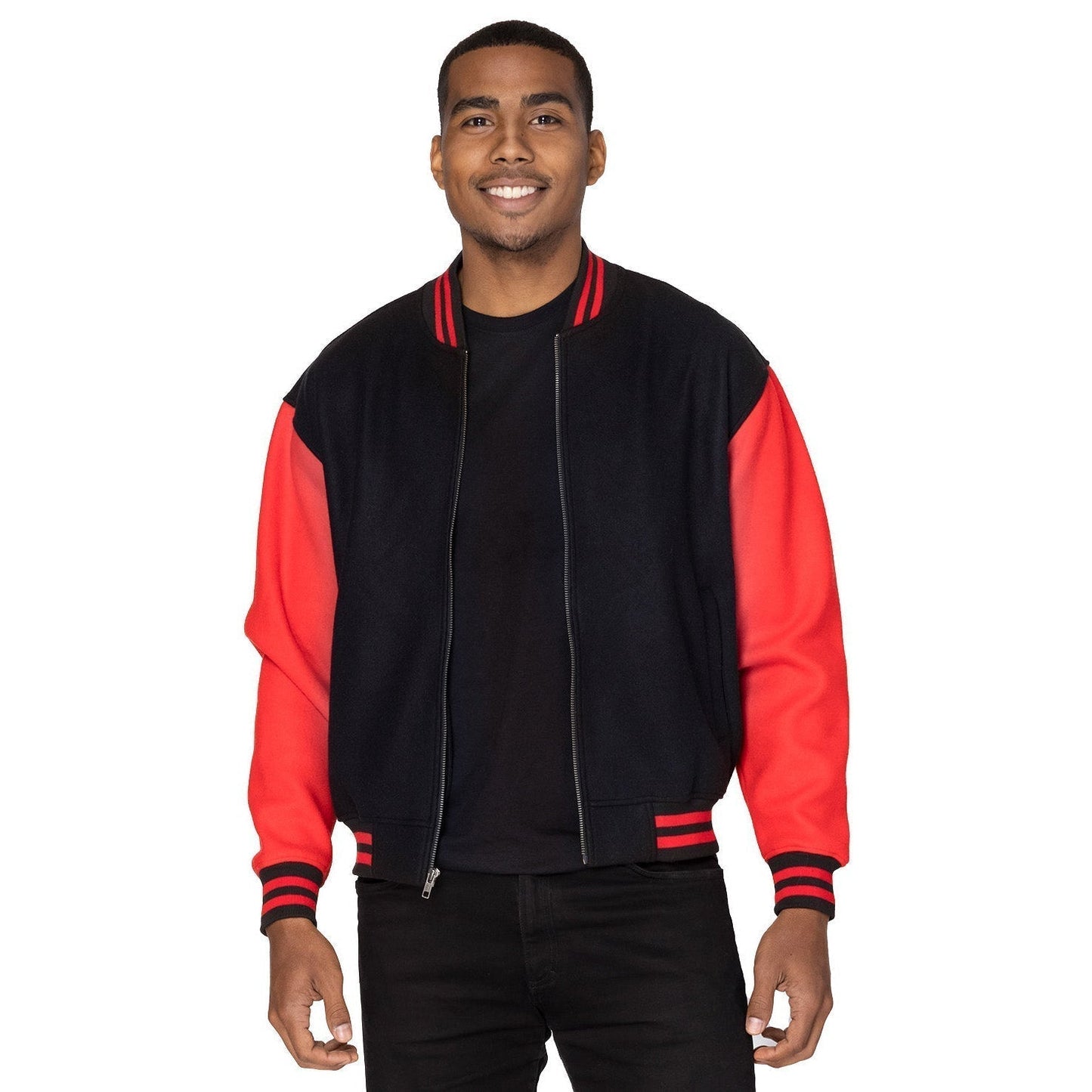 Black/Charcoal Heather Jacket - Threadfast - Varsity Style