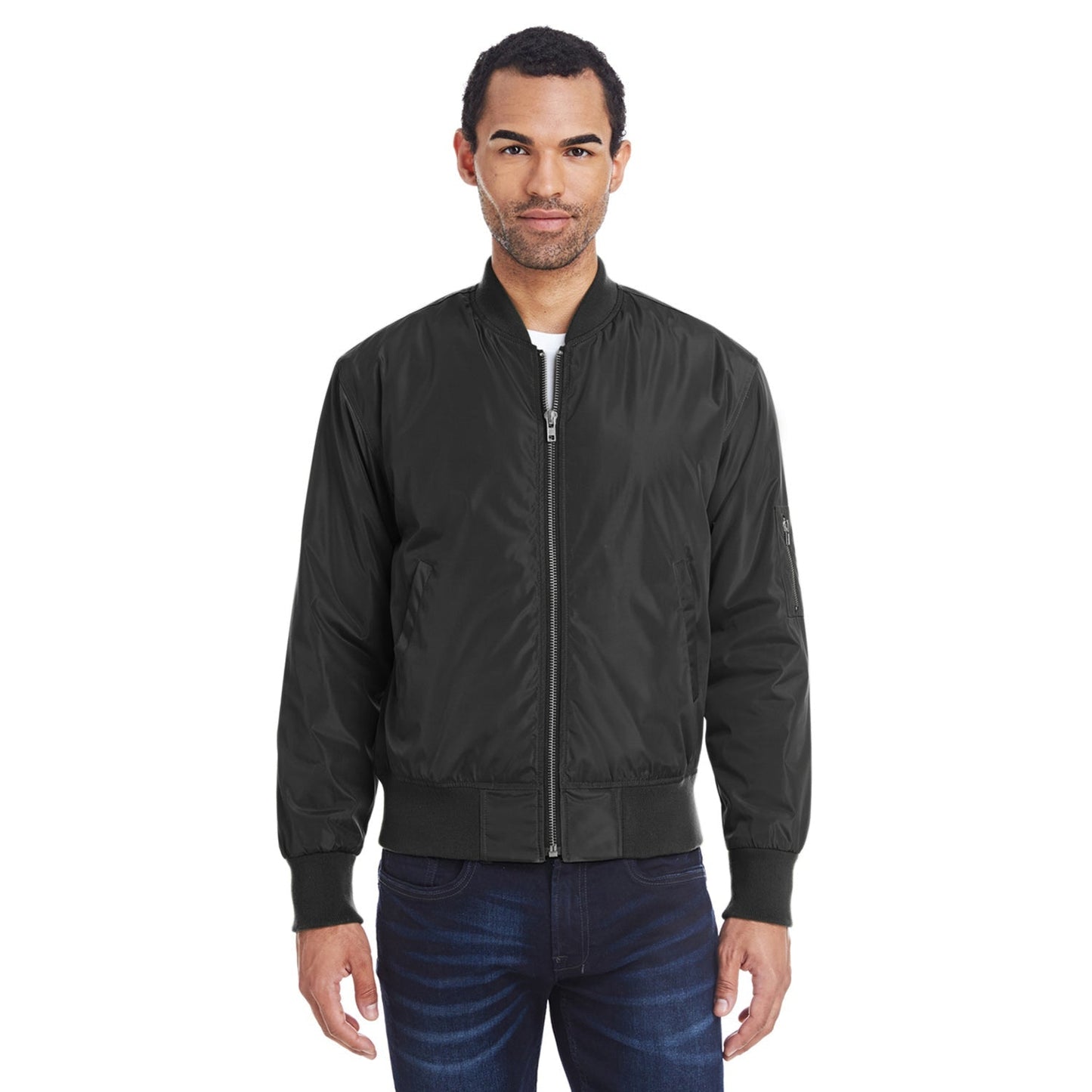Black Vegan Leather Jacket - Threadfast - Stylish Bomber