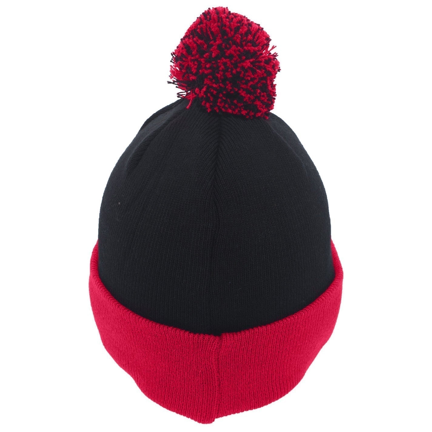 Black/Red Beanies - Pacific Headwear - Stylish Knit Pom-Pom