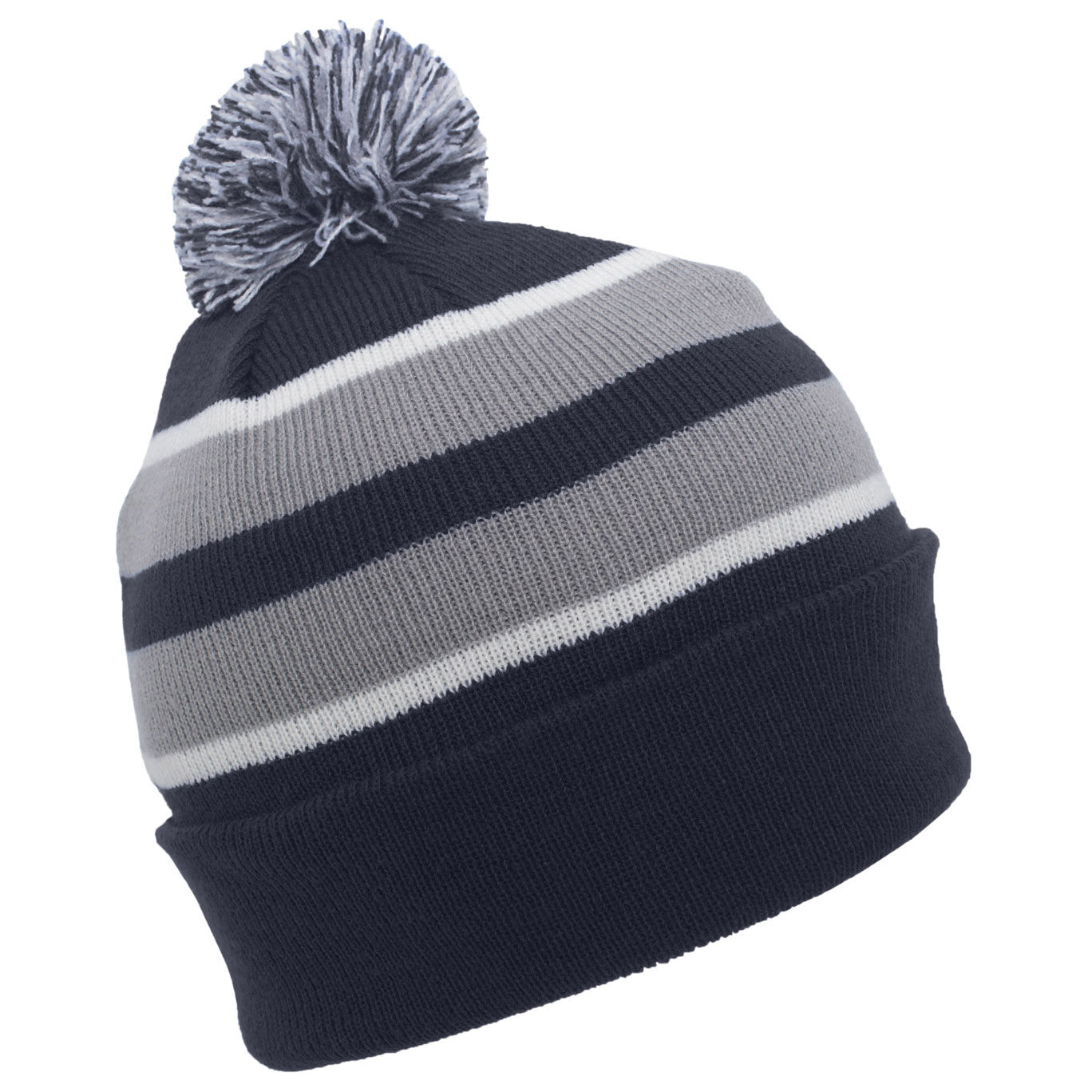Black/Red Beanies - Pacific Headwear - Stylish Knit Pom-Pom