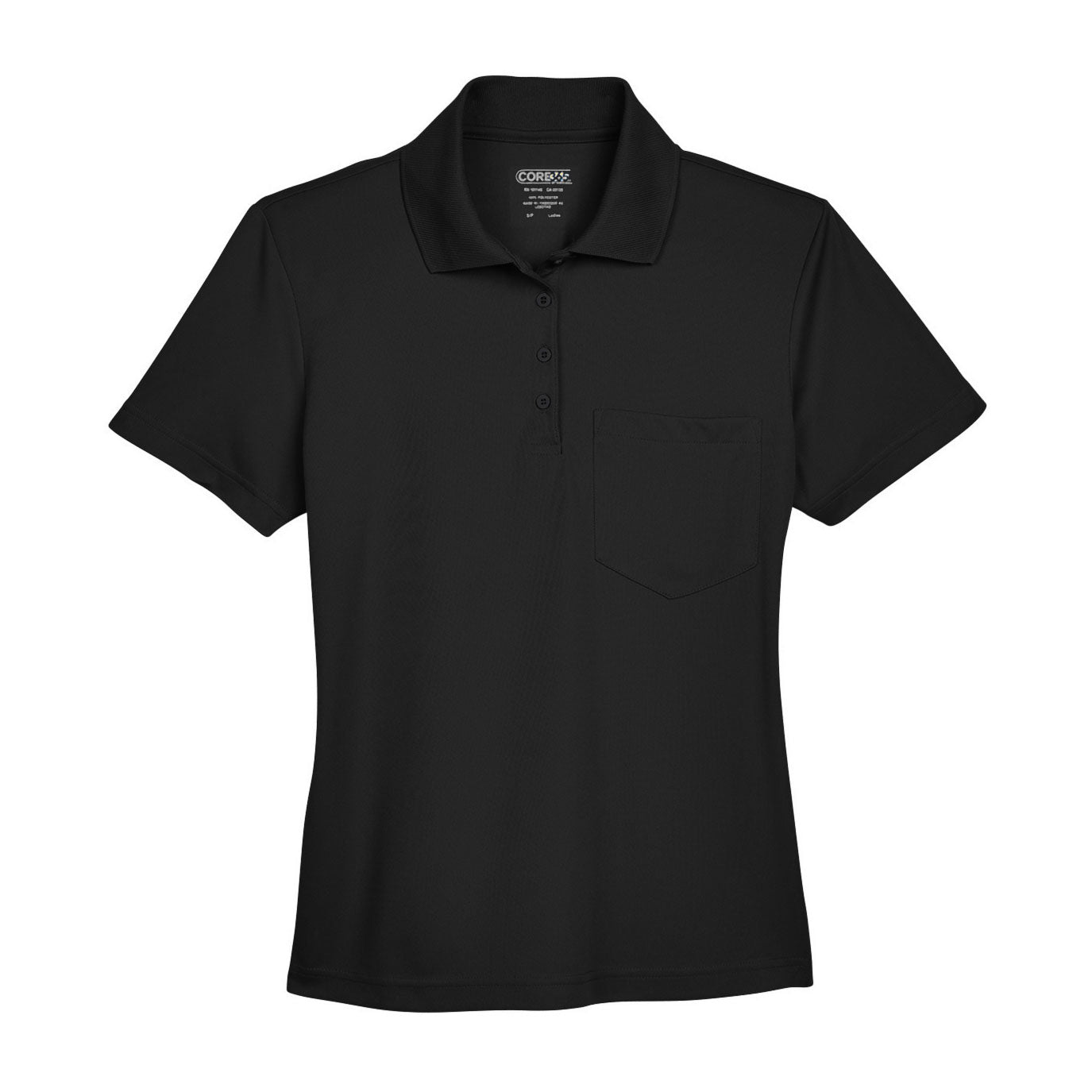 Black Polo Shirt - Core 365 - Performance Fabric