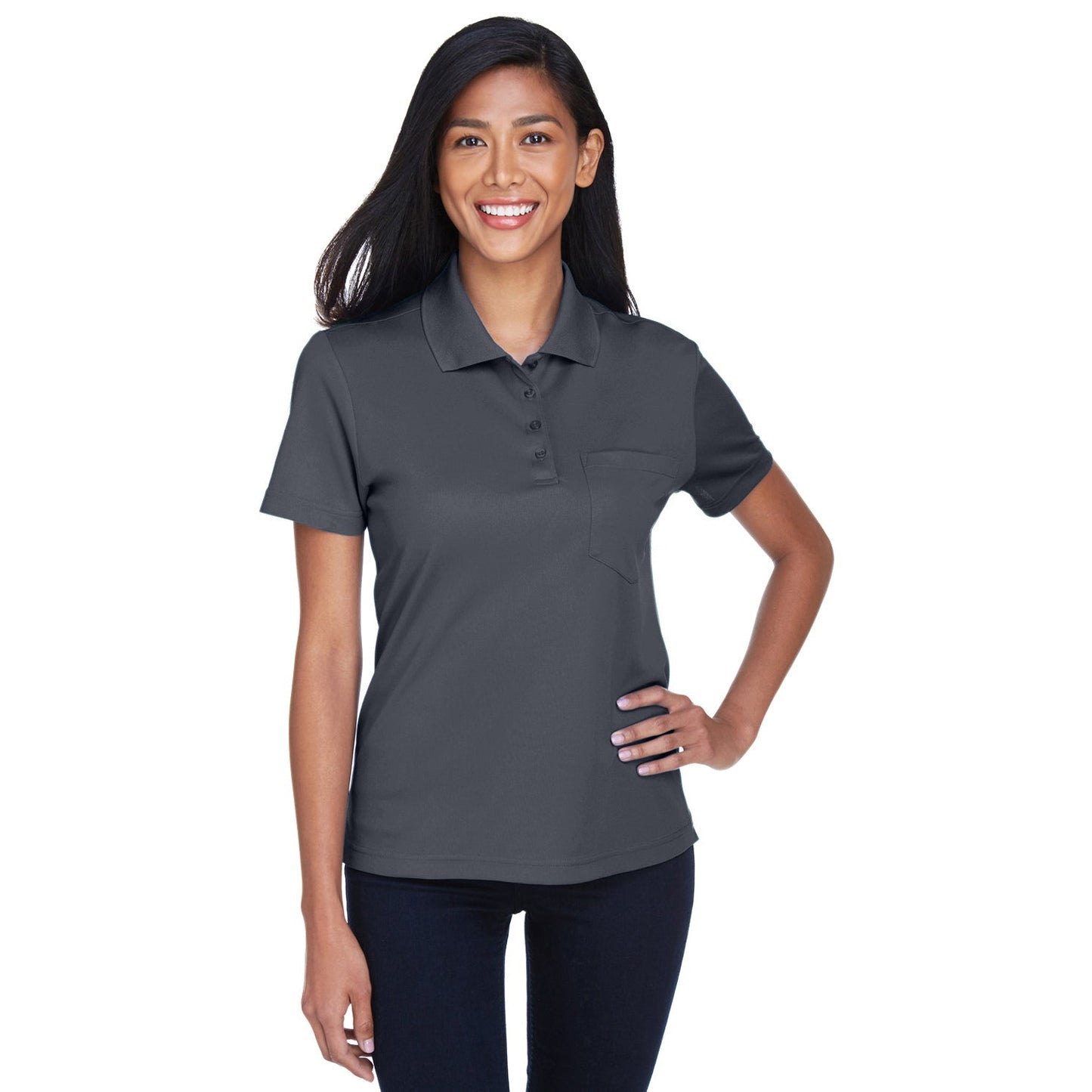 Black Polo Shirt - Core 365 - Performance Fabric