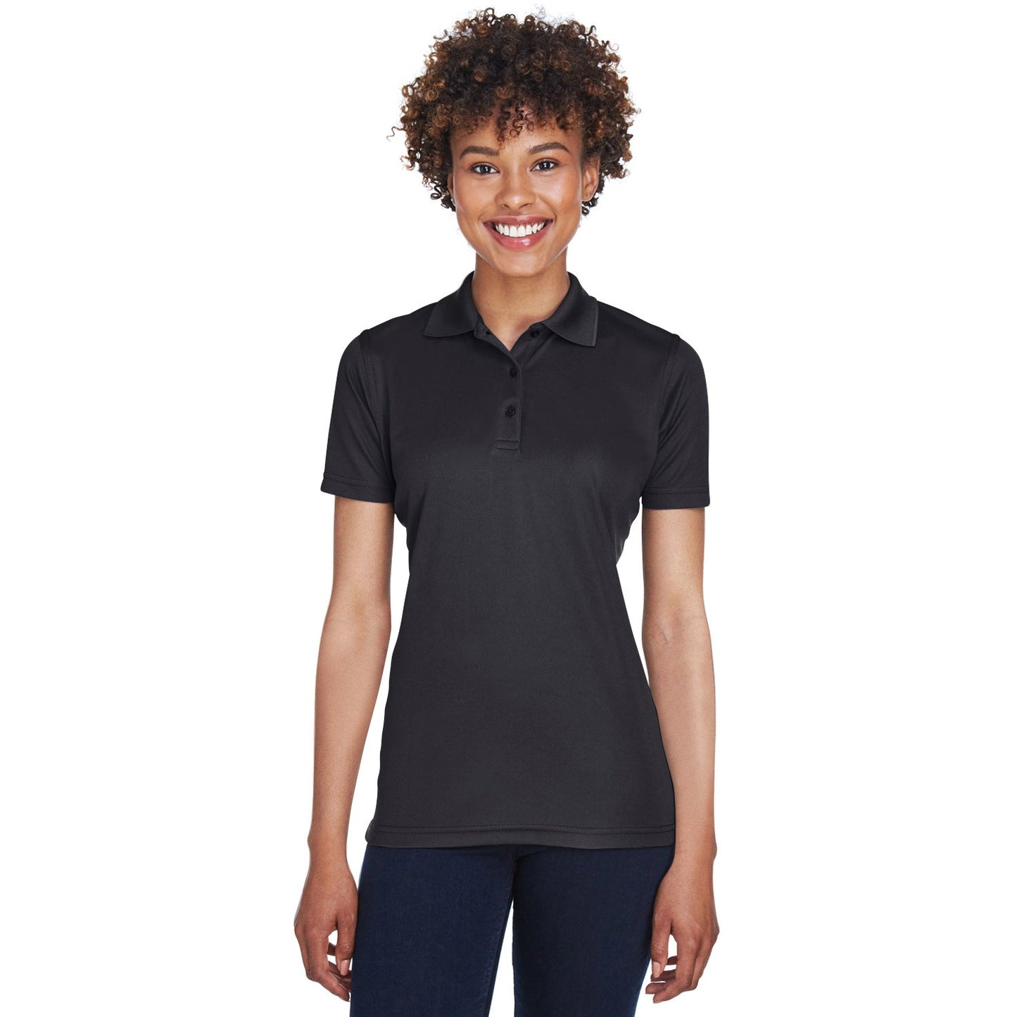 Black Polo Shirt - UltraClub - Cool Dry Mesh Pique