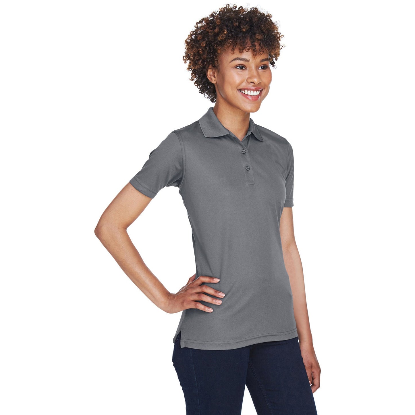 Black Polo Shirt - UltraClub - Cool Dry Mesh Pique
