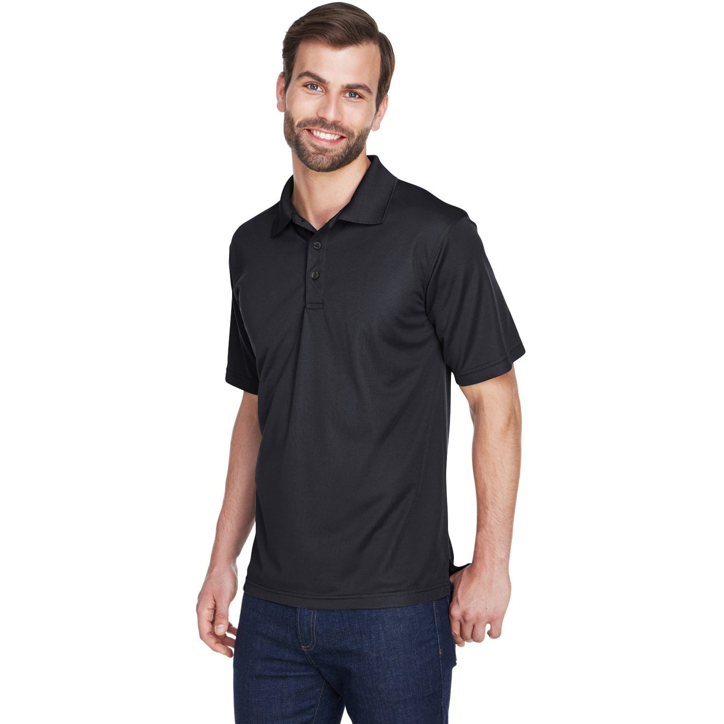Black Polo Shirts - UltraClub - Cool Fabric