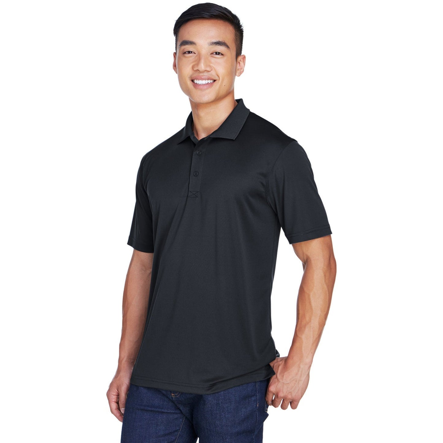 Black Polo Shirt - UltraClub - Moisture-Wicking Fabric