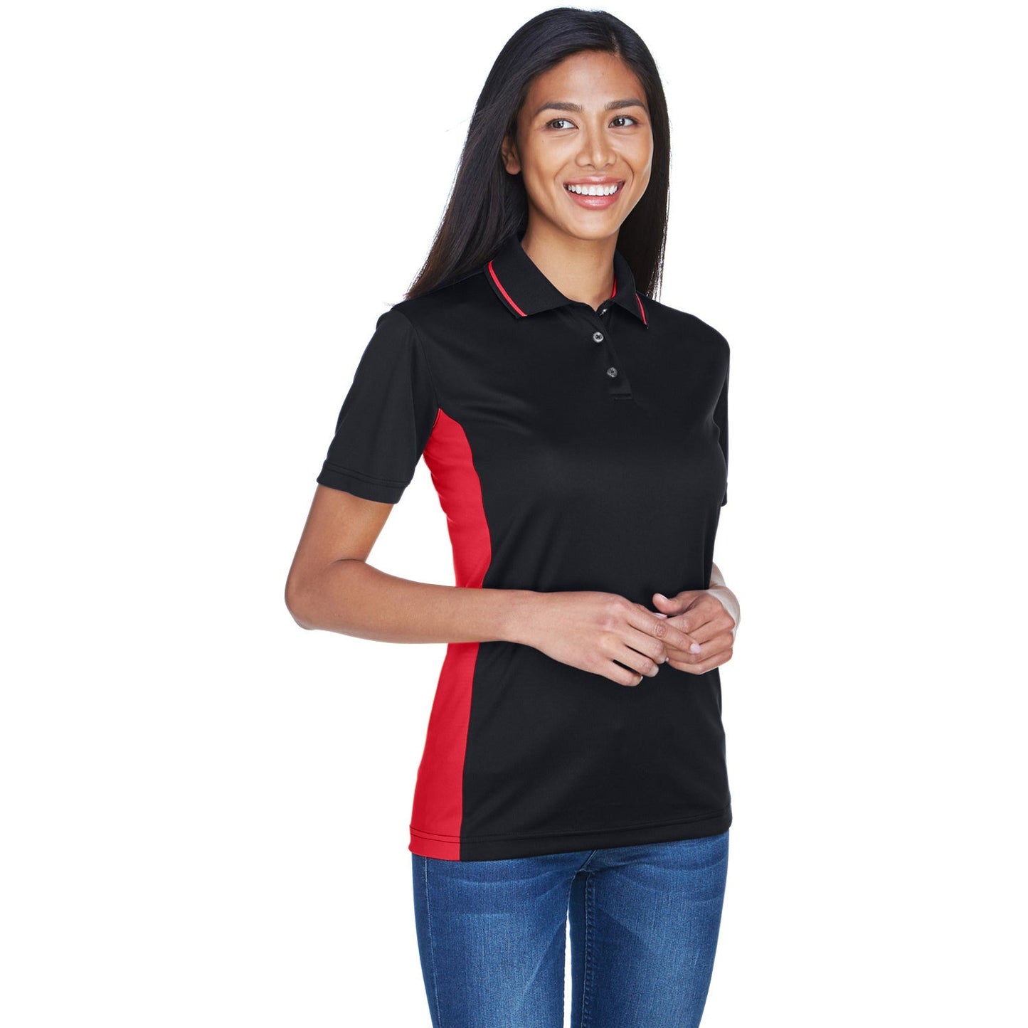 Black/Red Polo Shirt - UltraClub - Moisture-Wicking