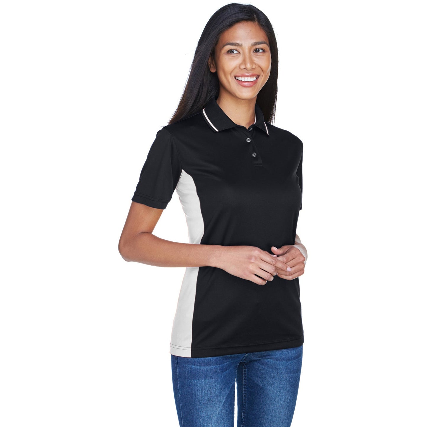 Black/Red Polo Shirt - UltraClub - Moisture-Wicking