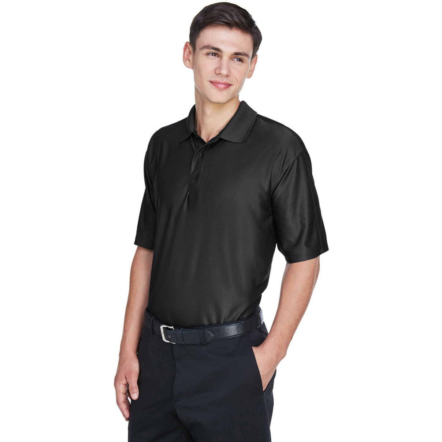 Black Polo Shirts - UltraClub - Moisture-Wicking Fabric