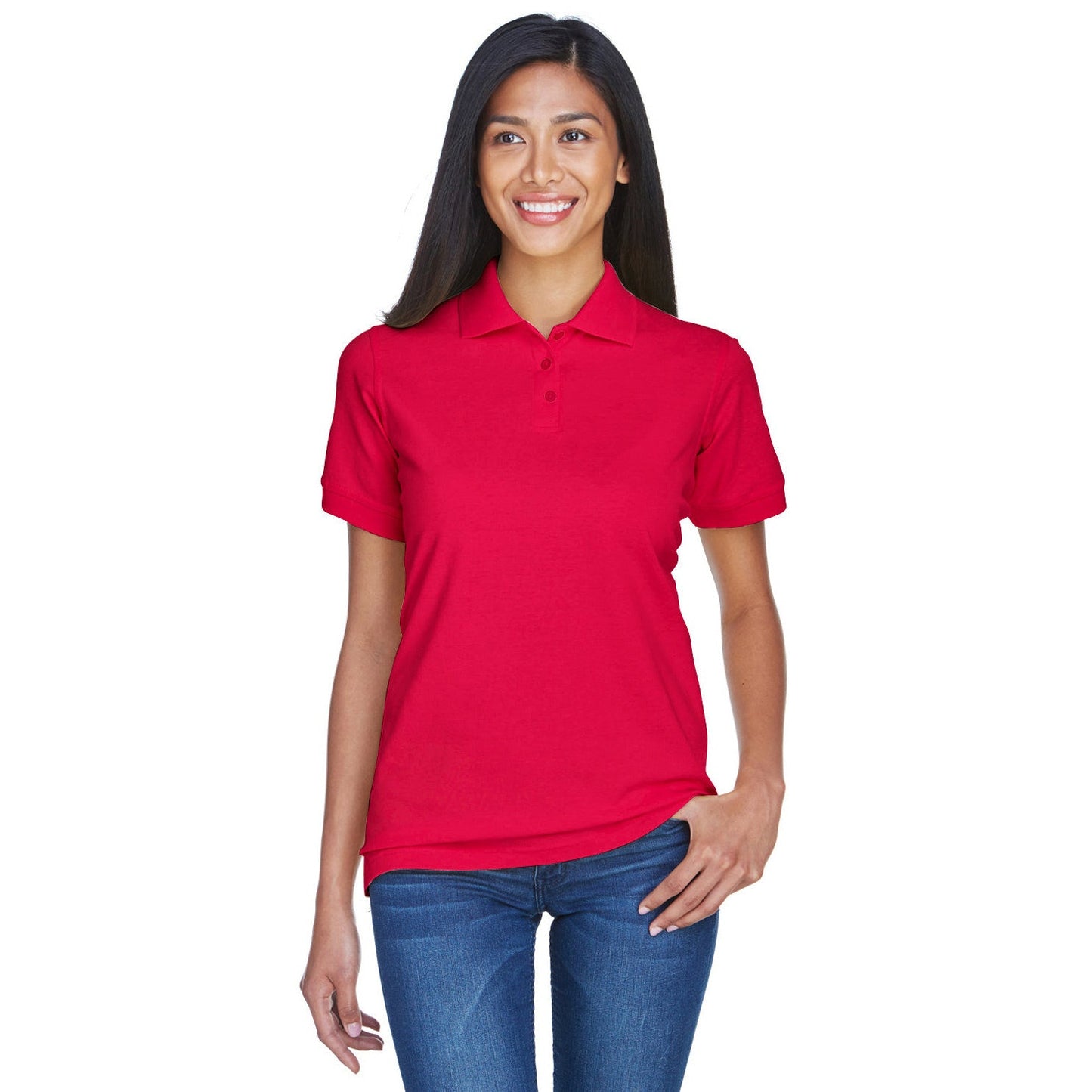 Black Polo Shirt - UltraClub - Classic Pique Cotton