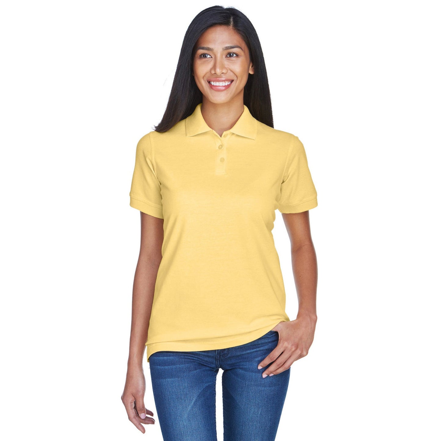 Black Polo Shirt - UltraClub - Classic Pique Cotton