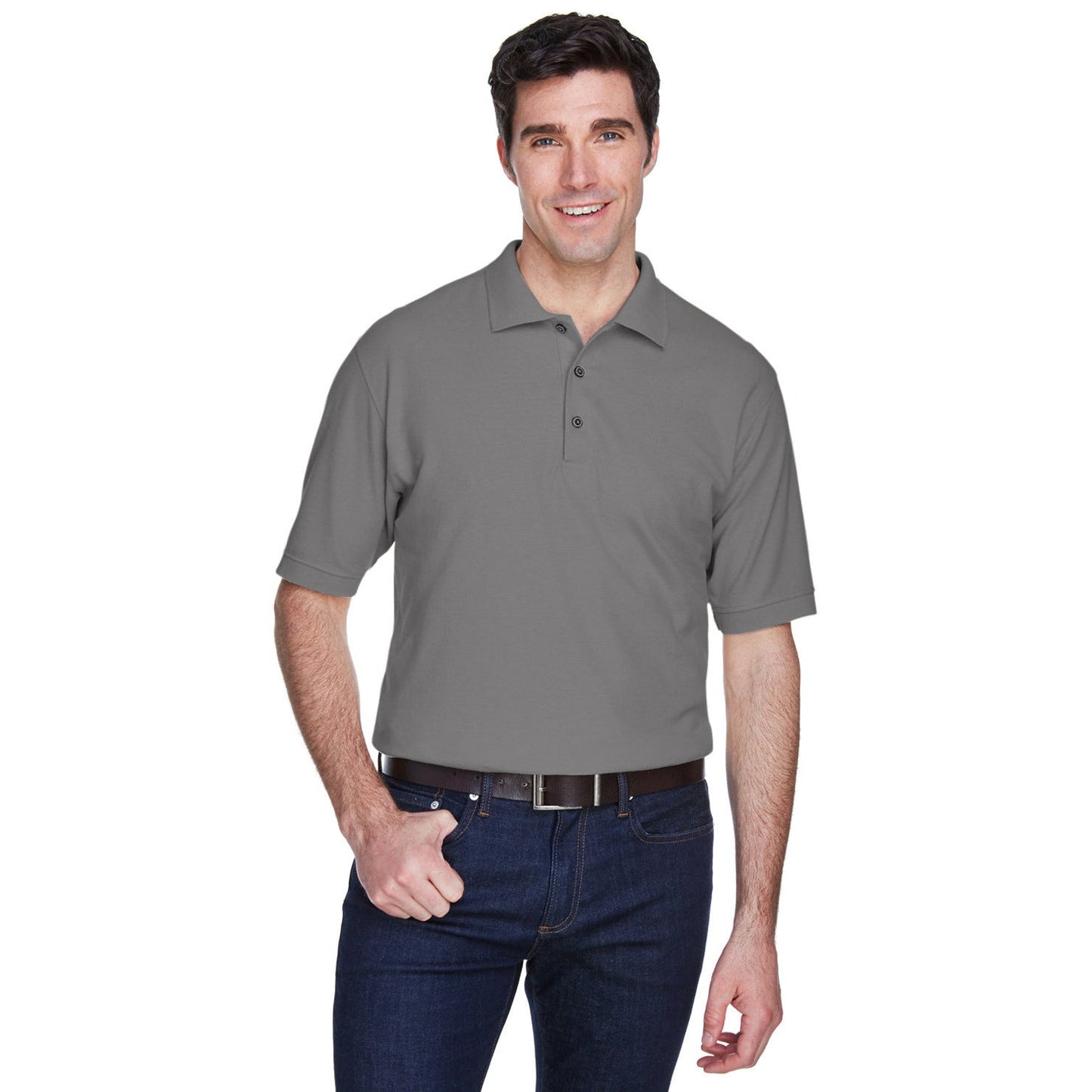 Black Polo Shirt - UltraClub - Stylish Pique Design