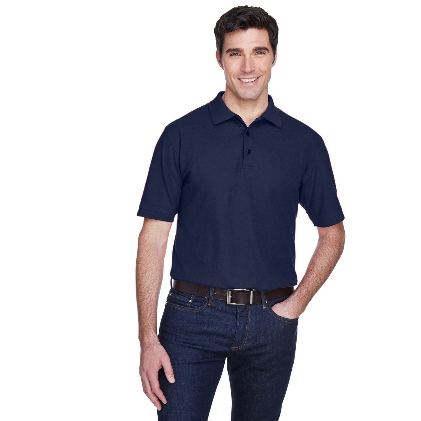 Black Polo Shirt - UltraClub - Stylish Pique Design