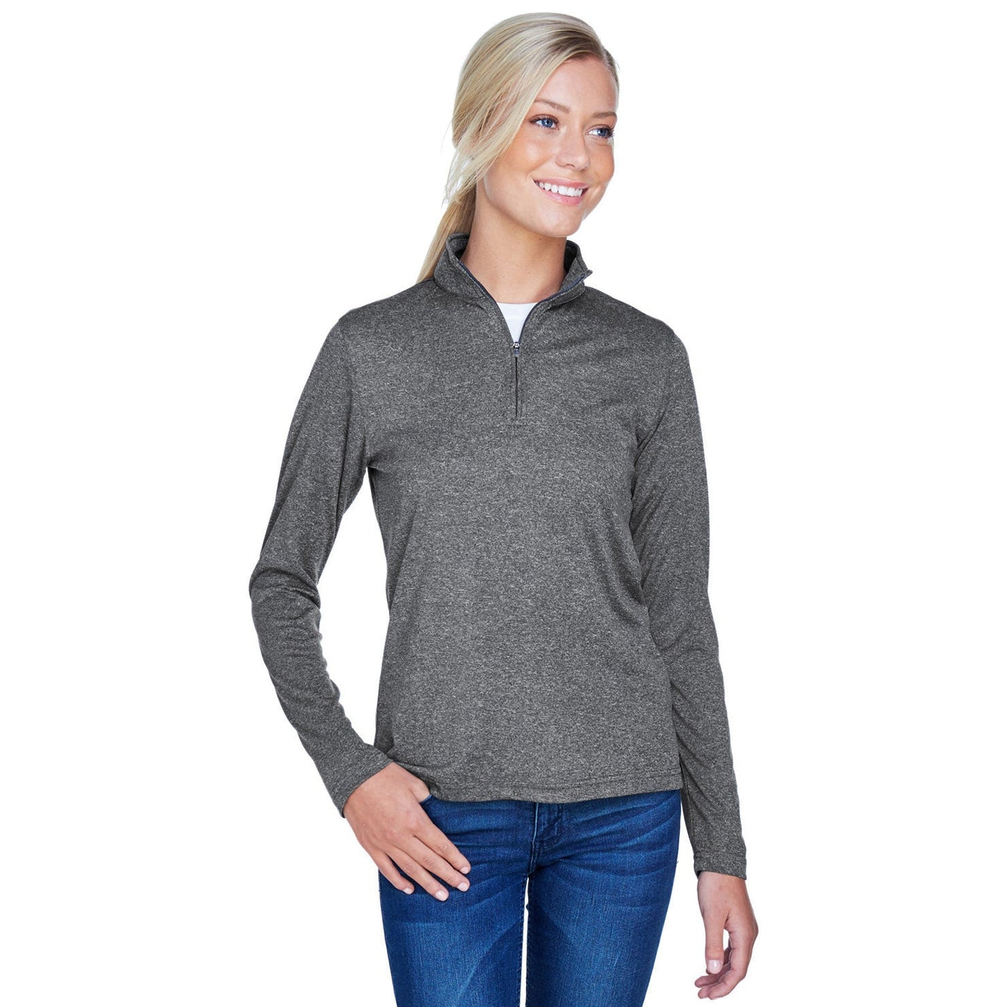 Black Heather Sweatshirt - UltraClub - Moisture Wicking
