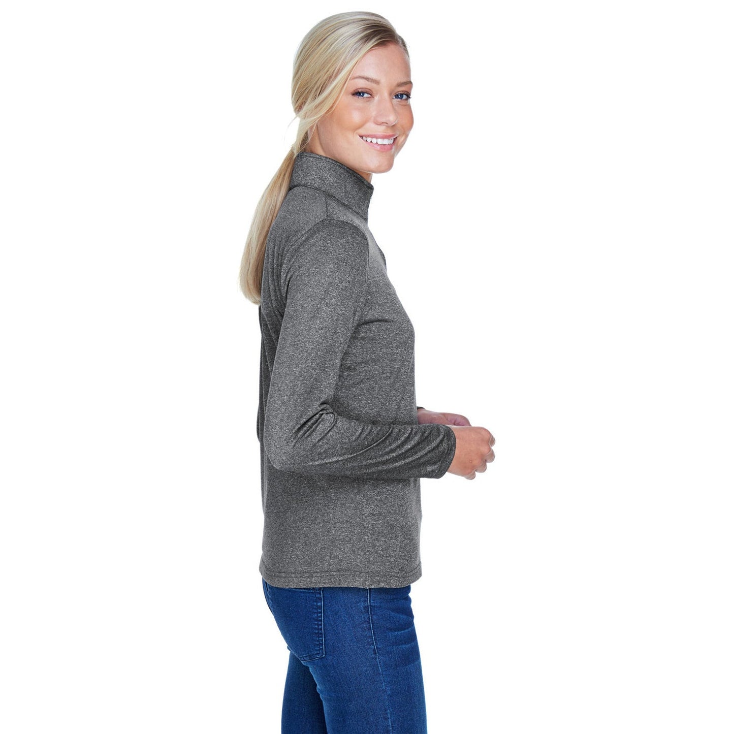 Black Heather Sweatshirt - UltraClub - Moisture Wicking