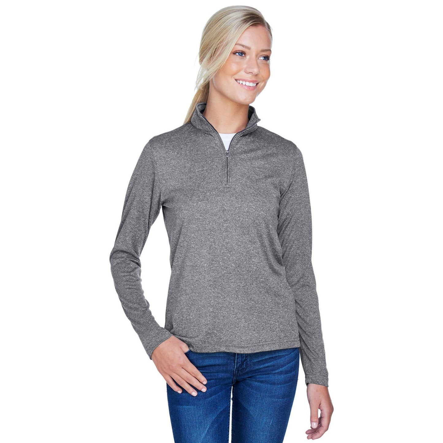 Black Heather Sweatshirt - UltraClub - Moisture Wicking
