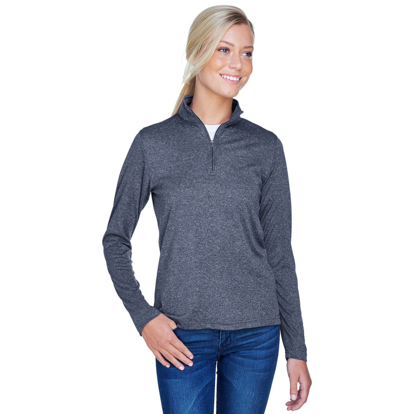 Black Heather Sweatshirt - UltraClub - Moisture Wicking