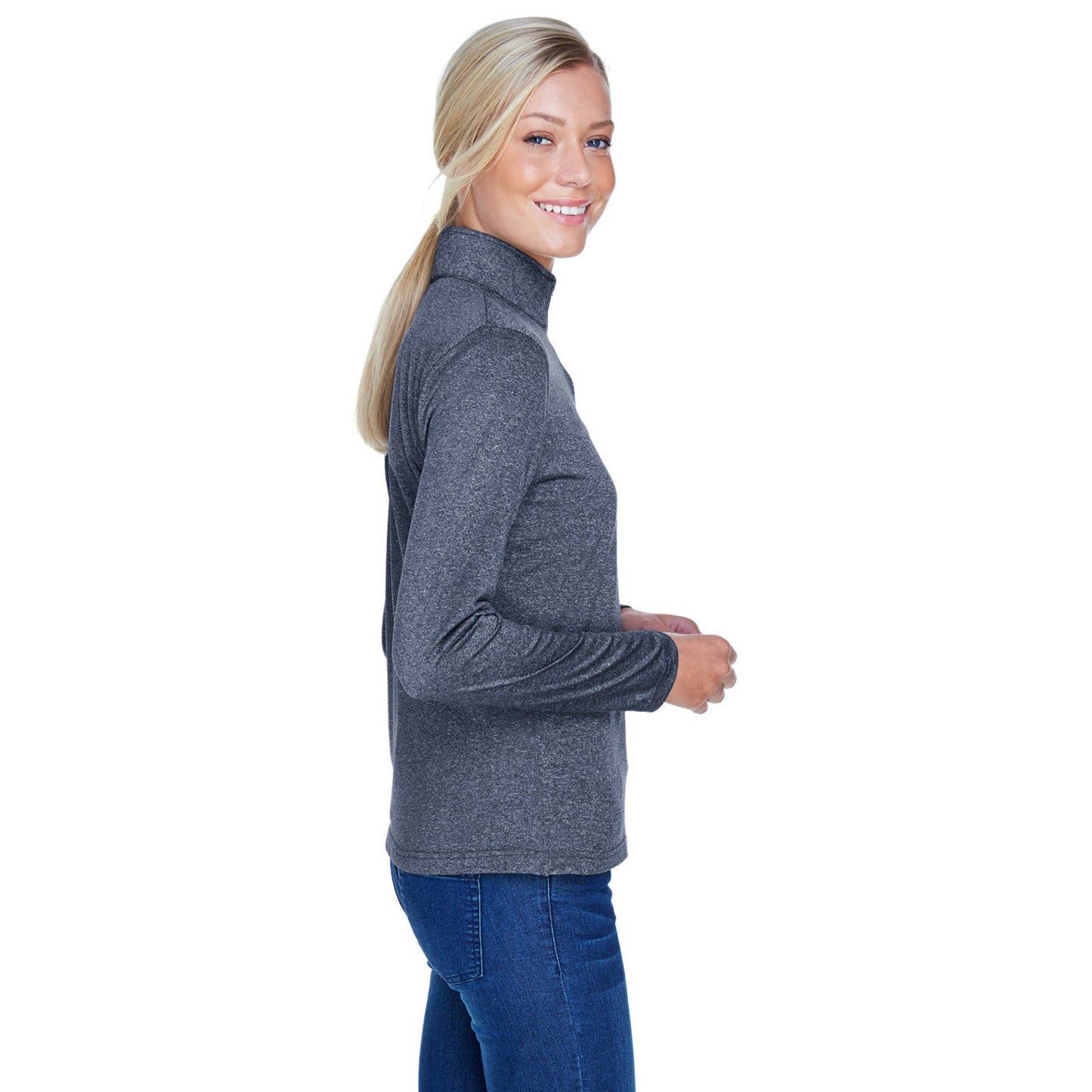 Black Heather Sweatshirt - UltraClub - Moisture Wicking