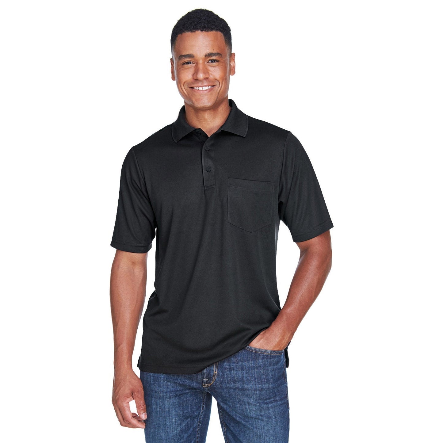 Black Polo Shirt - Core 365 - Performance Fabric