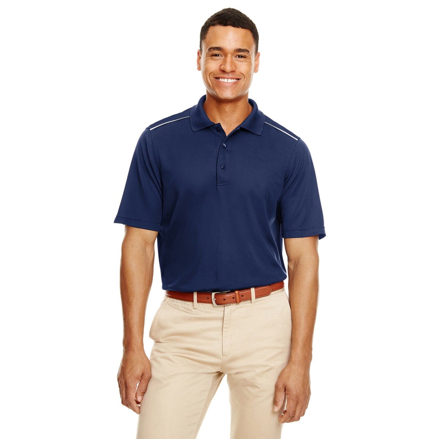 Black Polo Shirt - Core 365 - Reflective Piping Performance