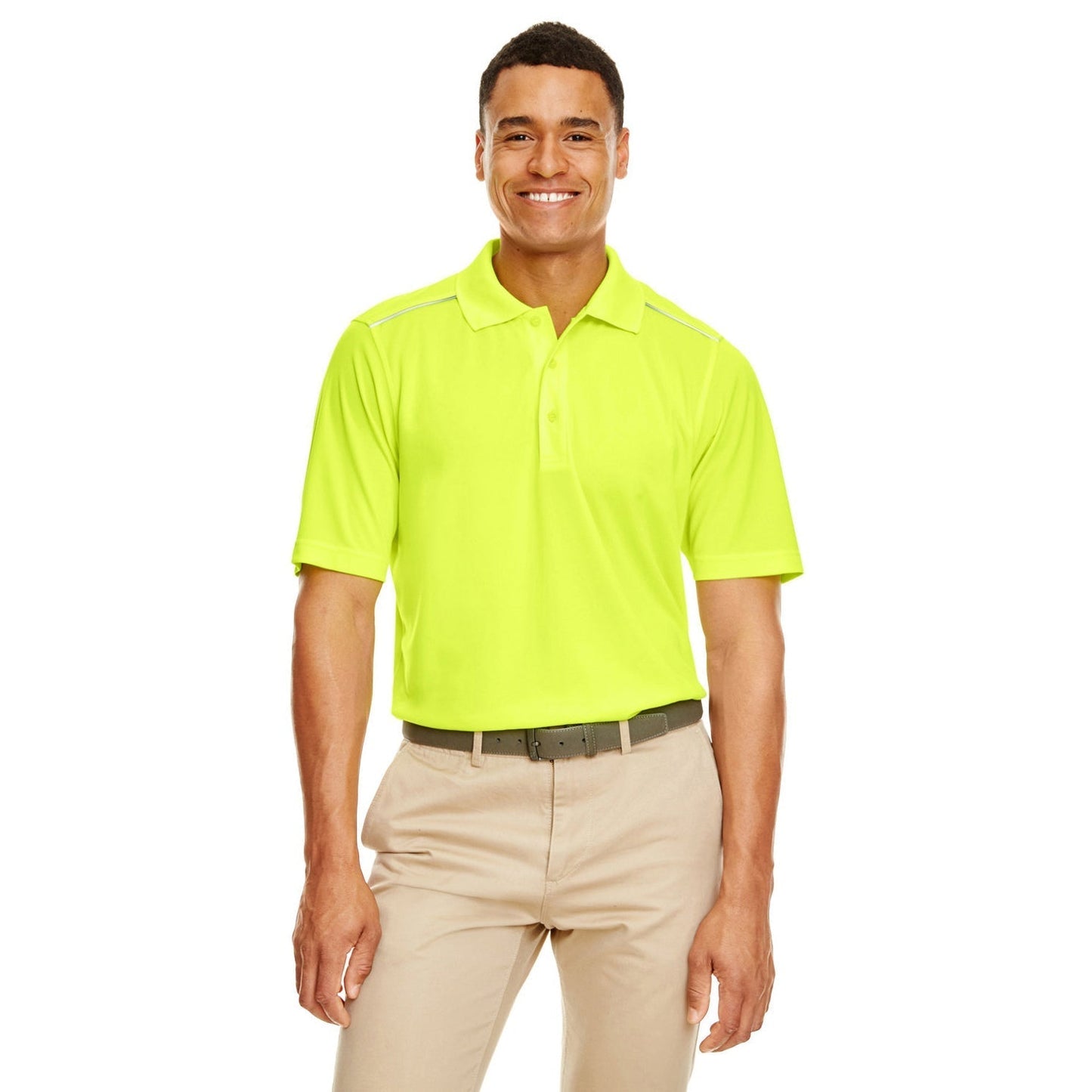 Black Polo Shirt - Core 365 - Reflective Piping Performance