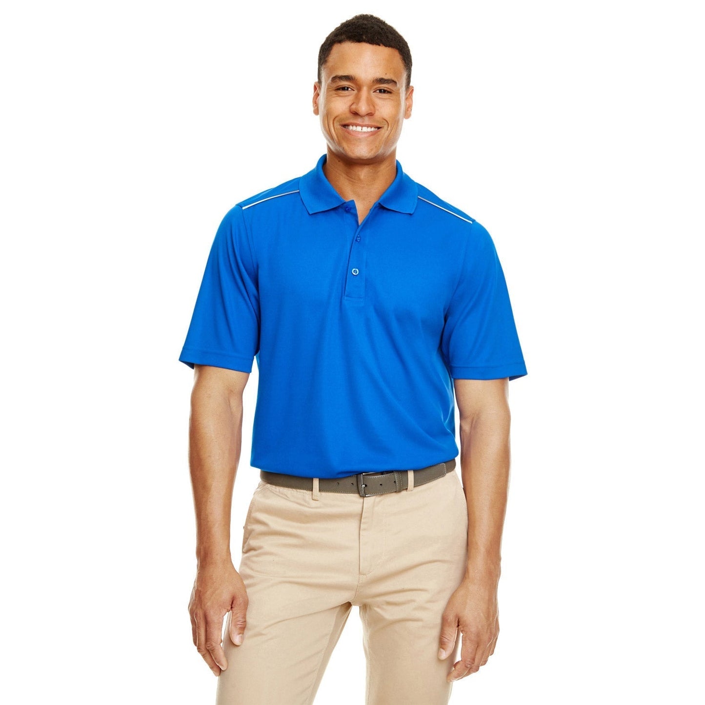 Black Polo Shirt - Core 365 - Reflective Piping Performance