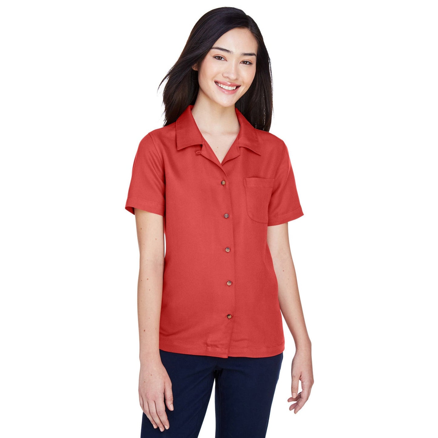 Brick Button Up Shirts - UltraClub - Soft Microfiber
