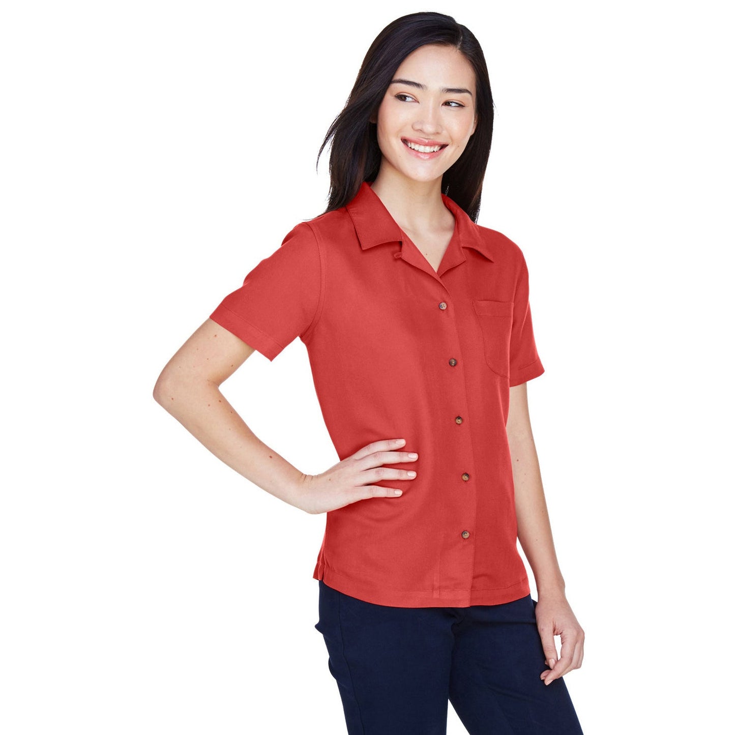 Brick Button Up Shirts - UltraClub - Soft Microfiber