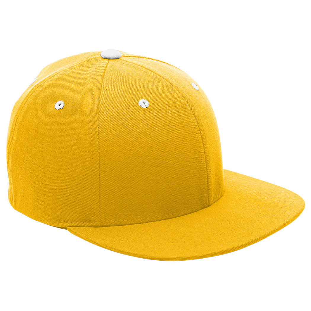 Sport Athletic Gold/White Flat Brim Hat - Team 365 - Stretch Fit