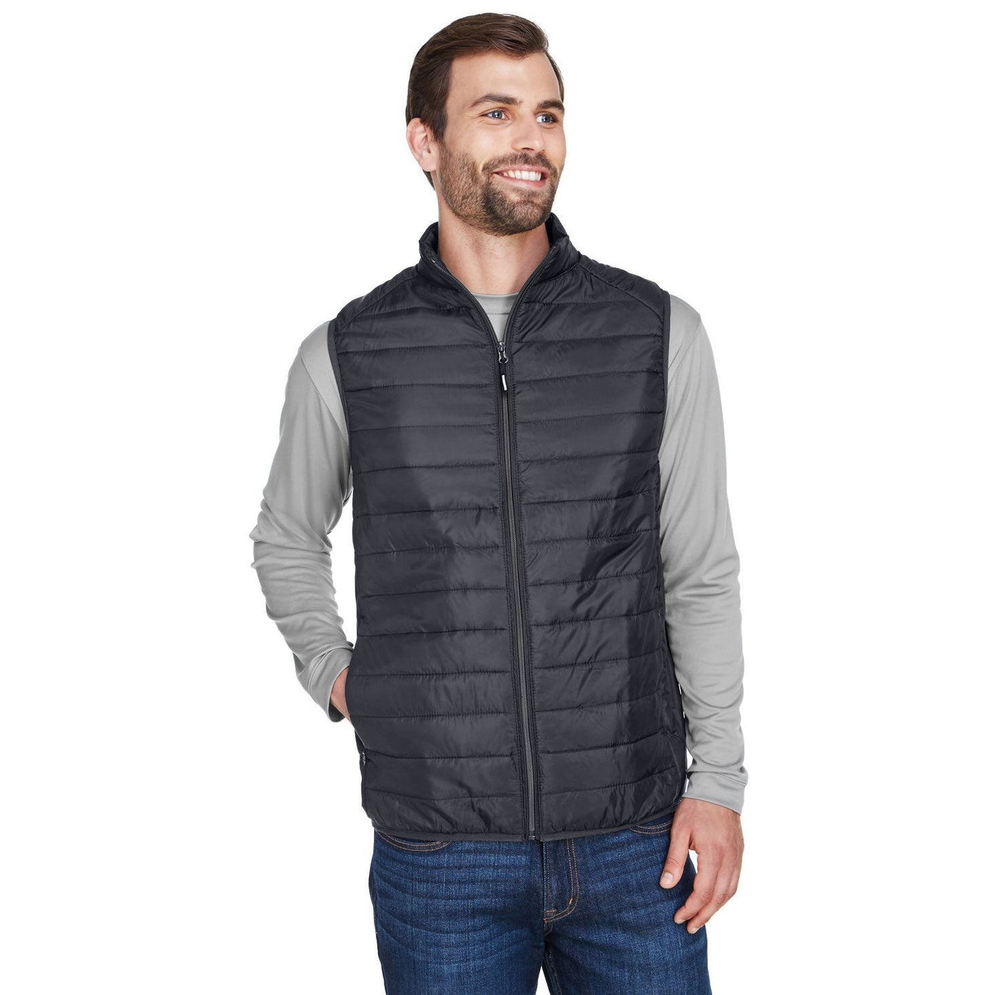 Black Puffer Vest - Core 365 - Packable Design