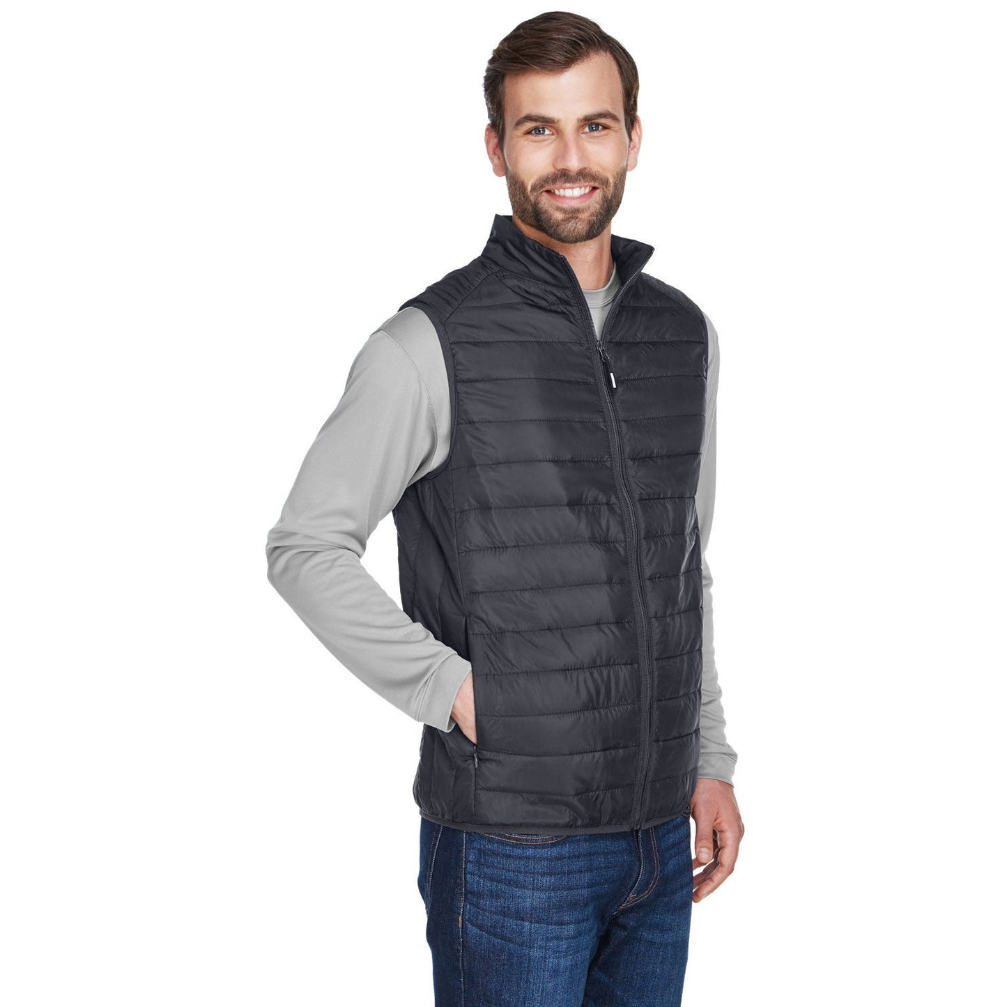 Black Puffer Vest - Core 365 - Packable Design