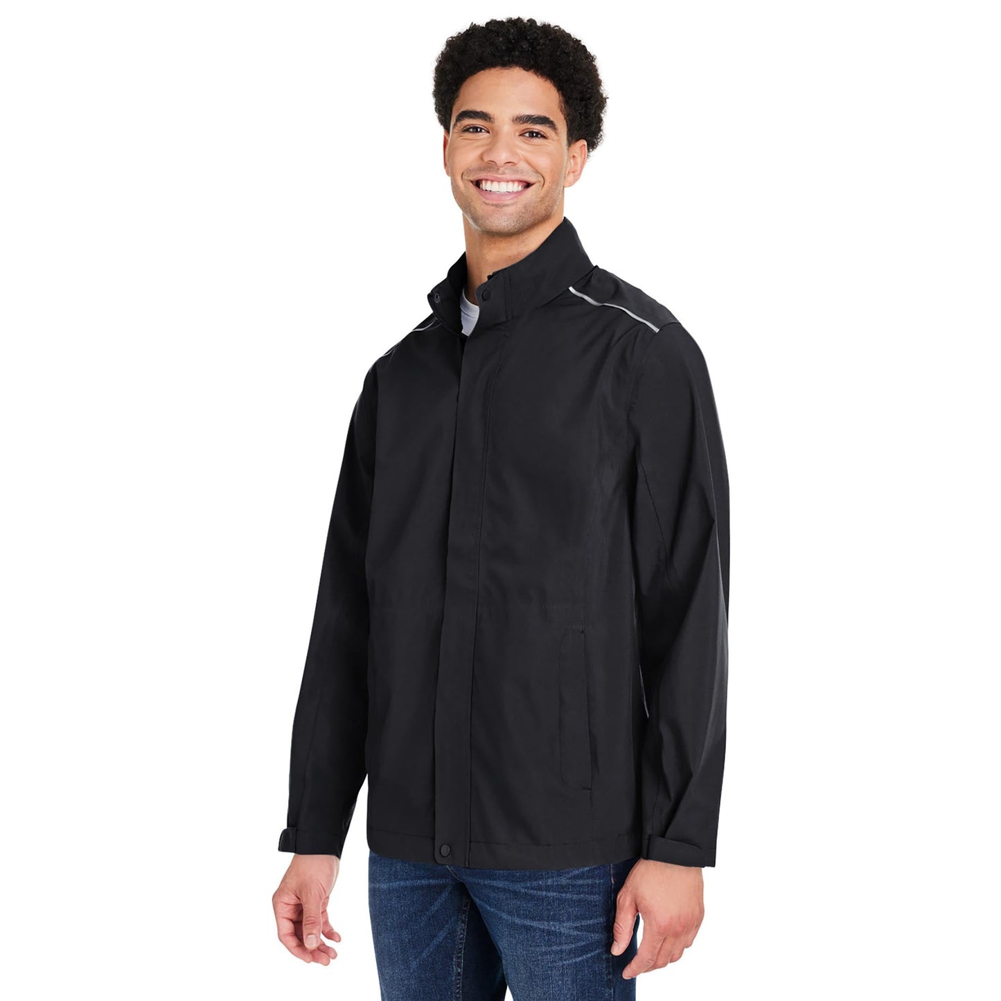 Black Packable Jacket - Core 365 - Waterproof Design