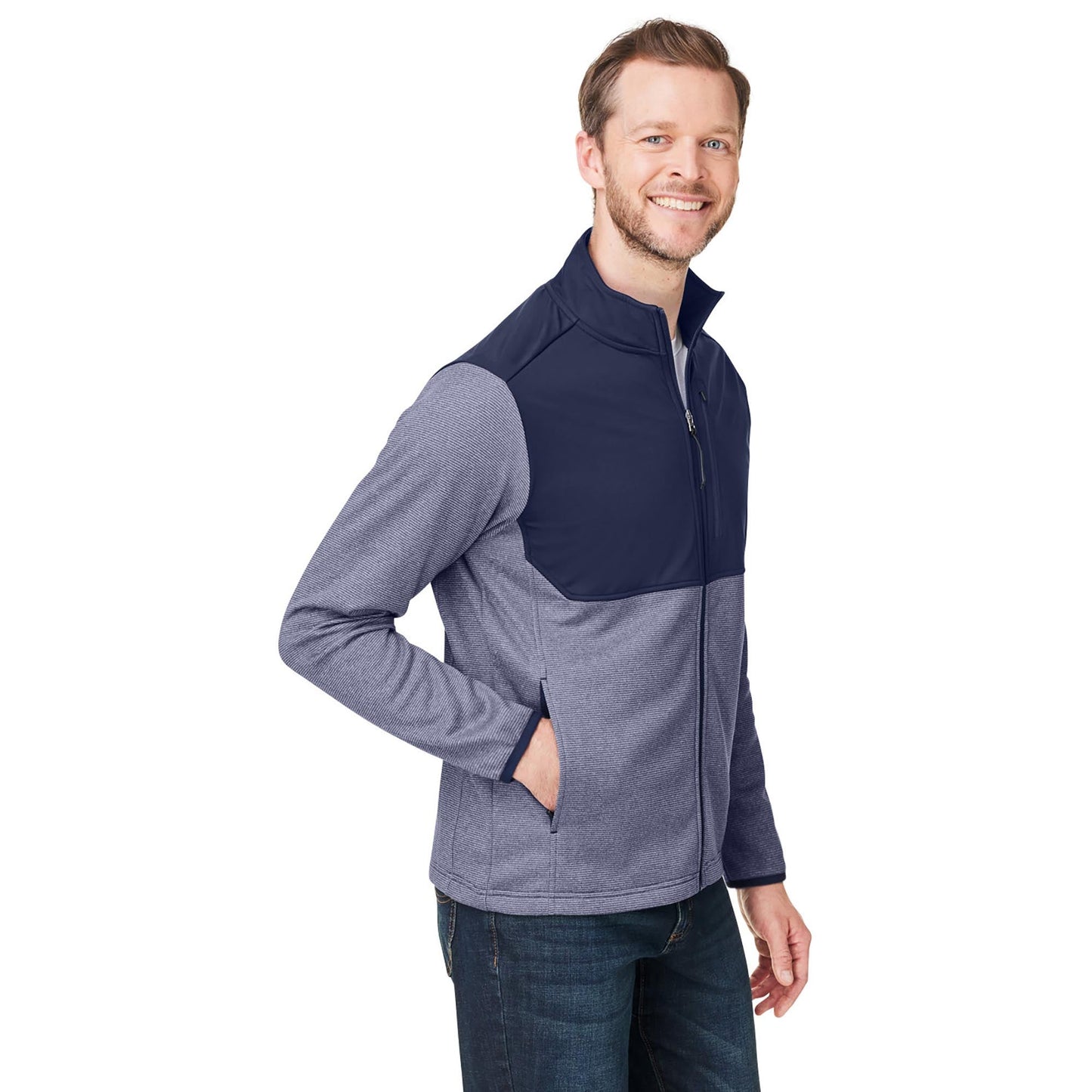 Black/White Jackets - Core 365 - Heathered Stripe Hybrid