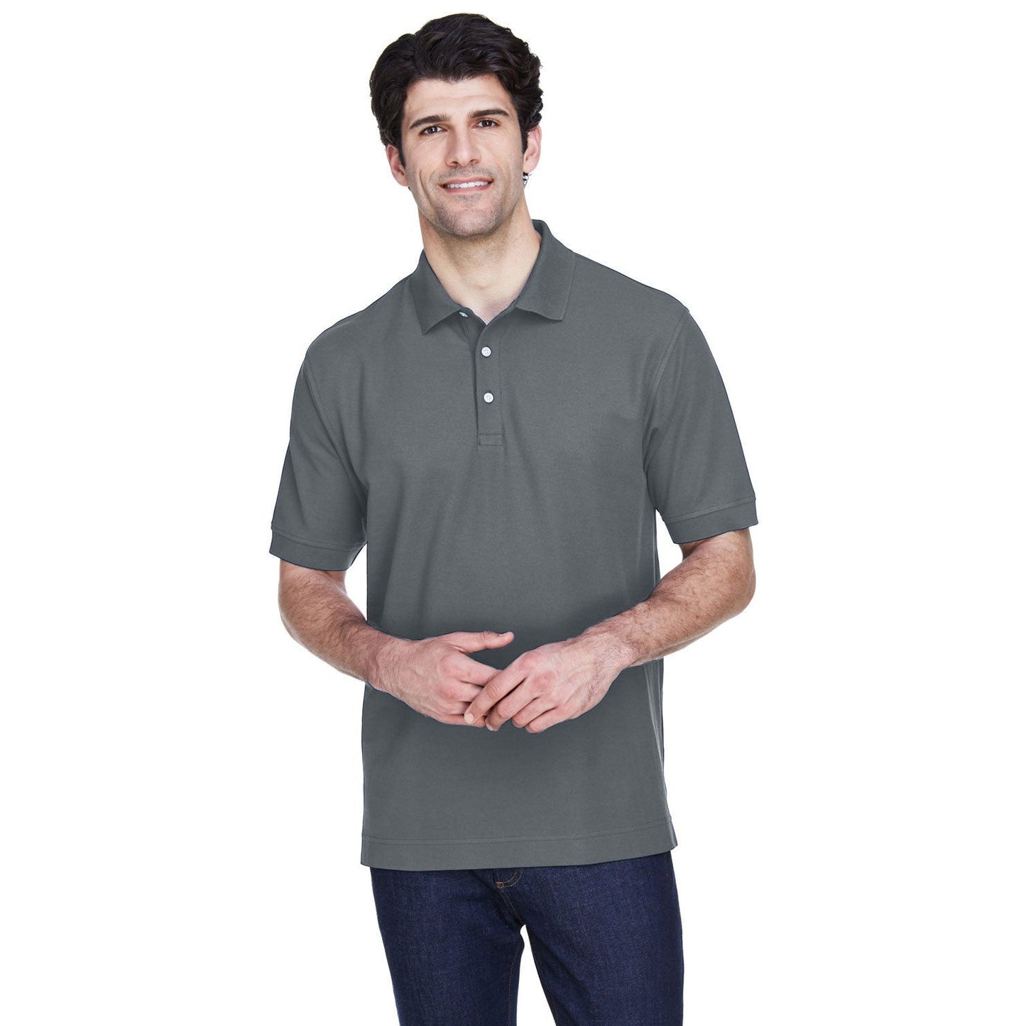 Black Polo Shirt - Devon & Jones - Pima Cotton Soft